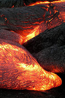 Flowing lava